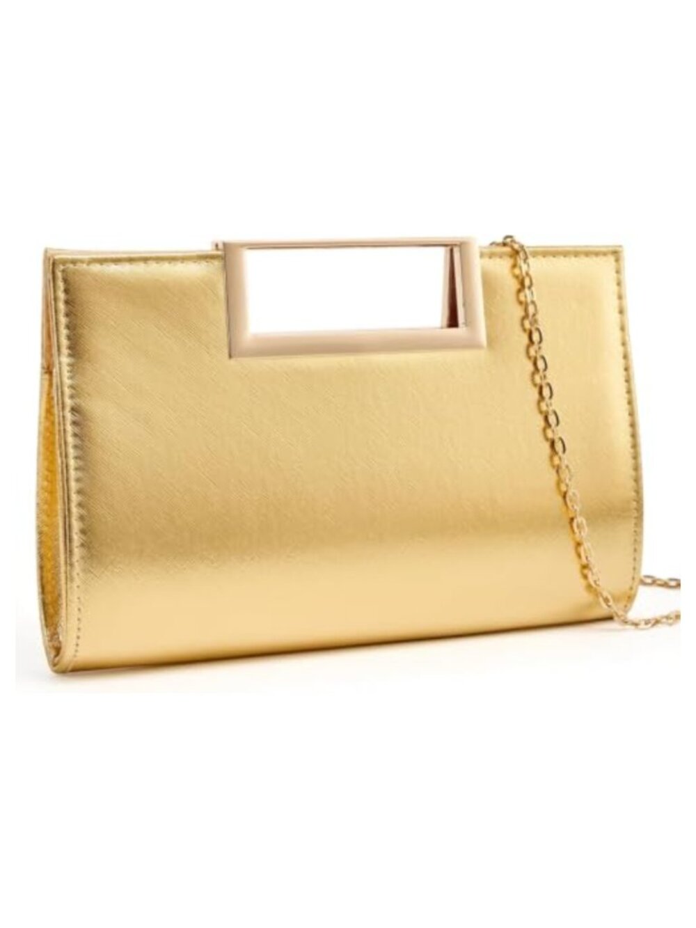 Vegan Leather Cut-Out Handle Evening Clutch Crossbody Bag